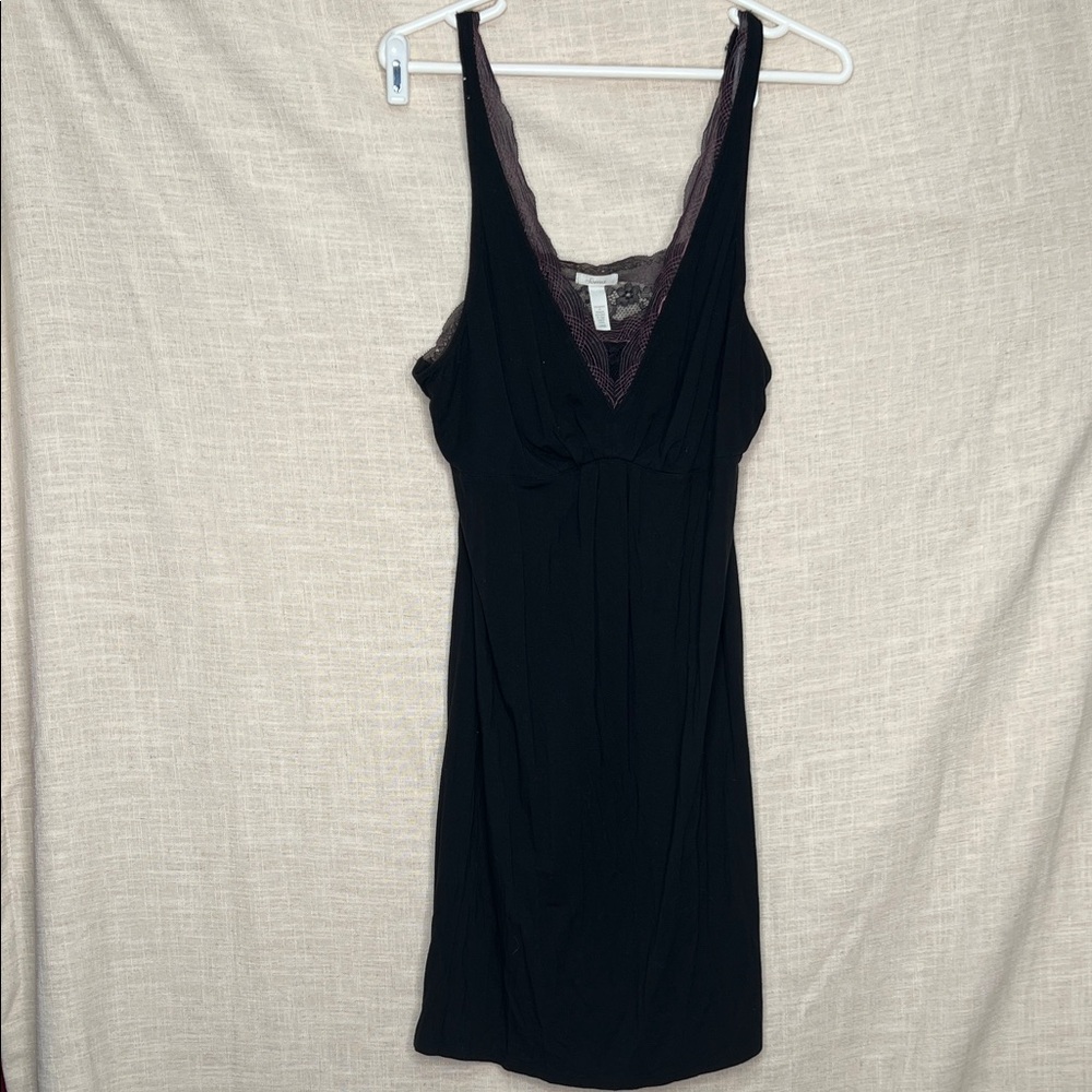 Soma Black and Pink Lace Soft Support Lace Pajama Chemise